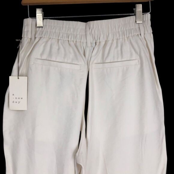 NWT Women’s High Rise Slim Straight Leg Pintuck Ankle Pants, Ivory Trousers SZ 8 - Picture 9 of 12